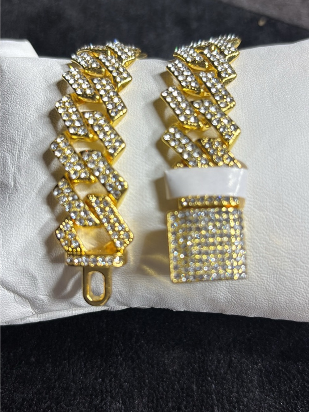 8” Gold Paved Cuban Link Bracelet with Crystal-Studded Clasp